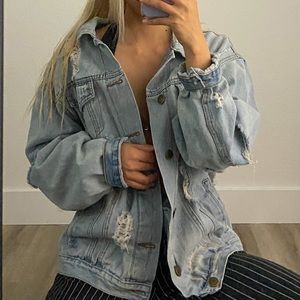 Light Blue Distressed Denim Jacket